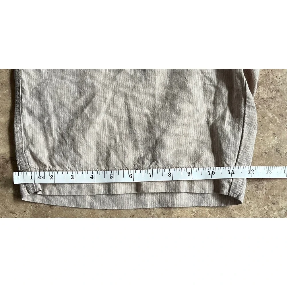 Tommy Bahama Mens 100%‎ Linen Shorts Tan White Striped Flat Front Size 36